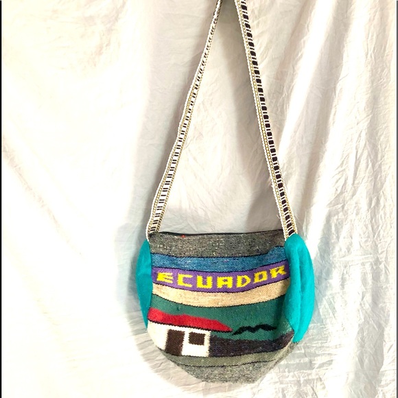 PURSE SOUTH AMERICAN handmade Woven Wool purse size 8x8 used excellent cond - Picture 3 of 9